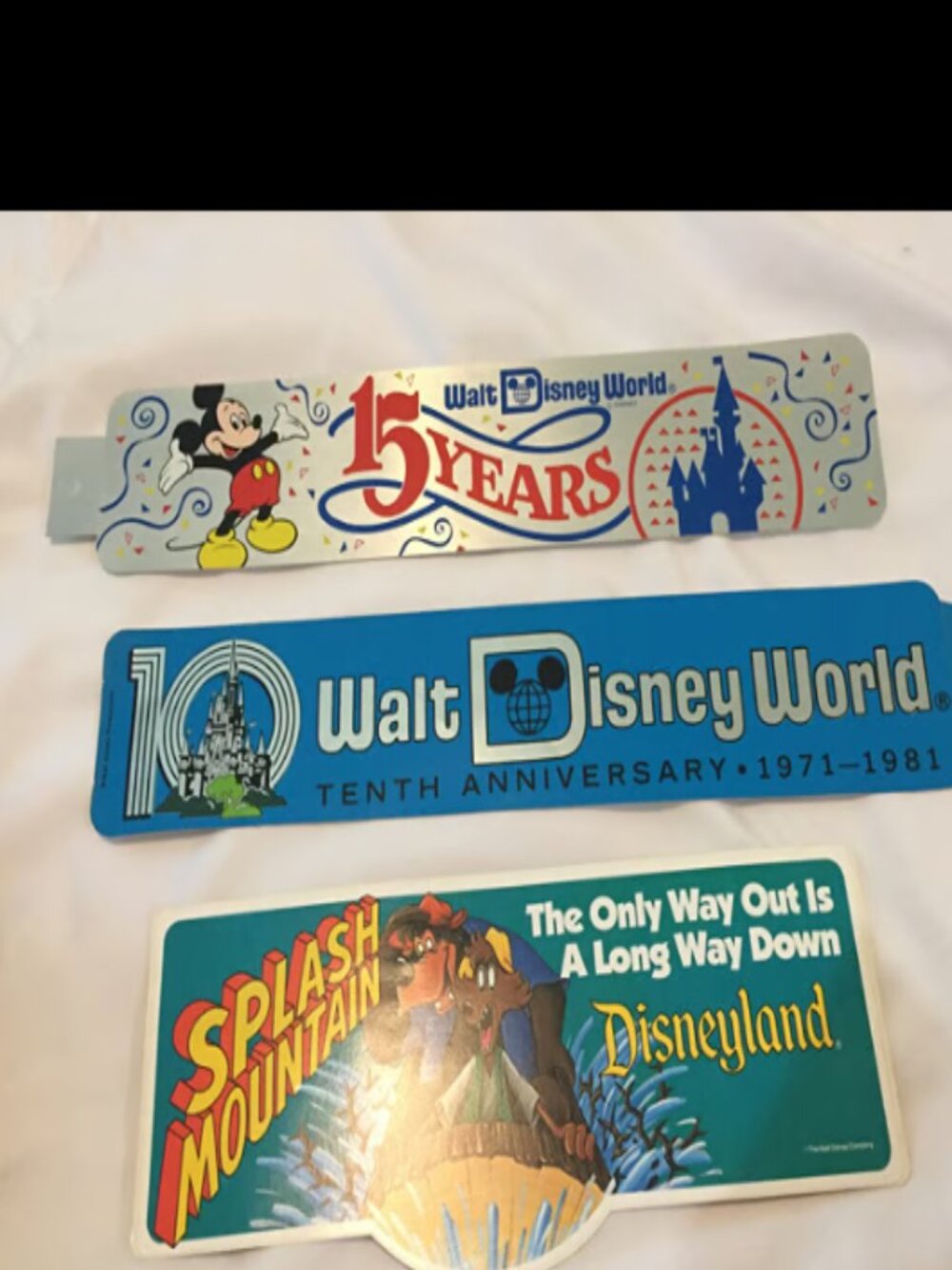 VTG Walt Disney World/Land Bumper Sticker Lot Splash Mountain, 10/15 YR ANNIVERS